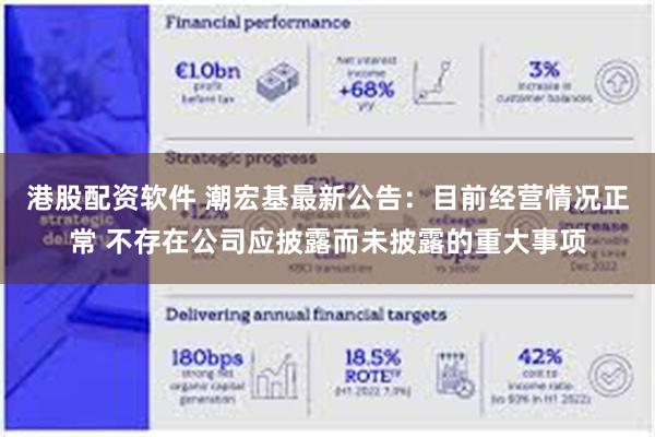 港股配资软件 潮宏基最新公告：目前经营情况正常 不存在公司应披露而未披露的重大事项