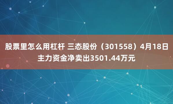 股票里怎么用杠杆 三态股份（301558）4月18日主力资金净卖出3501.44万元