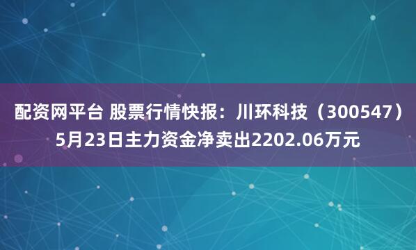 配资网平台 股票行情快报：川环科技（300547）5月23日主力资金净卖出2202.06万元