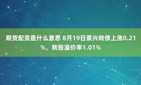 期货配资是什么意思 8月19日景兴转债上涨0.21%，转股溢价率1.01%