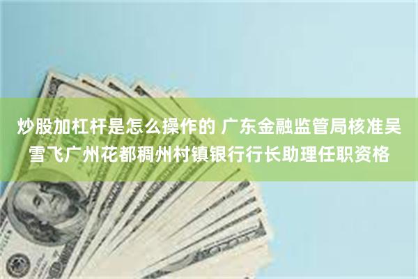 炒股加杠杆是怎么操作的 广东金融监管局核准吴雪飞广州花都稠州村镇银行行长助理任职资格