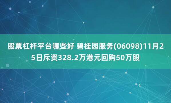 股票杠杆平台哪些好 碧桂园服务(06098)11月25日斥资328.2万港元回购50万股
